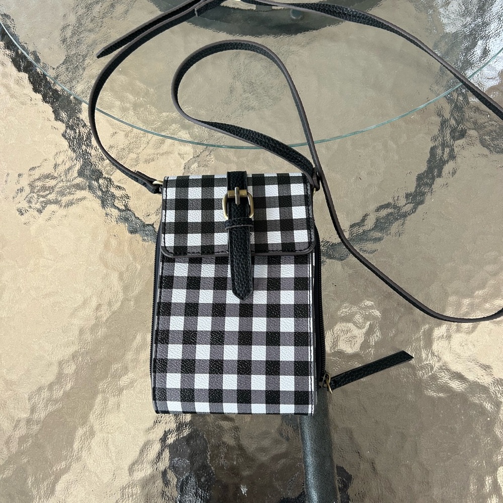 St. John's Bay Black and White Gingham Crossbody Bag
